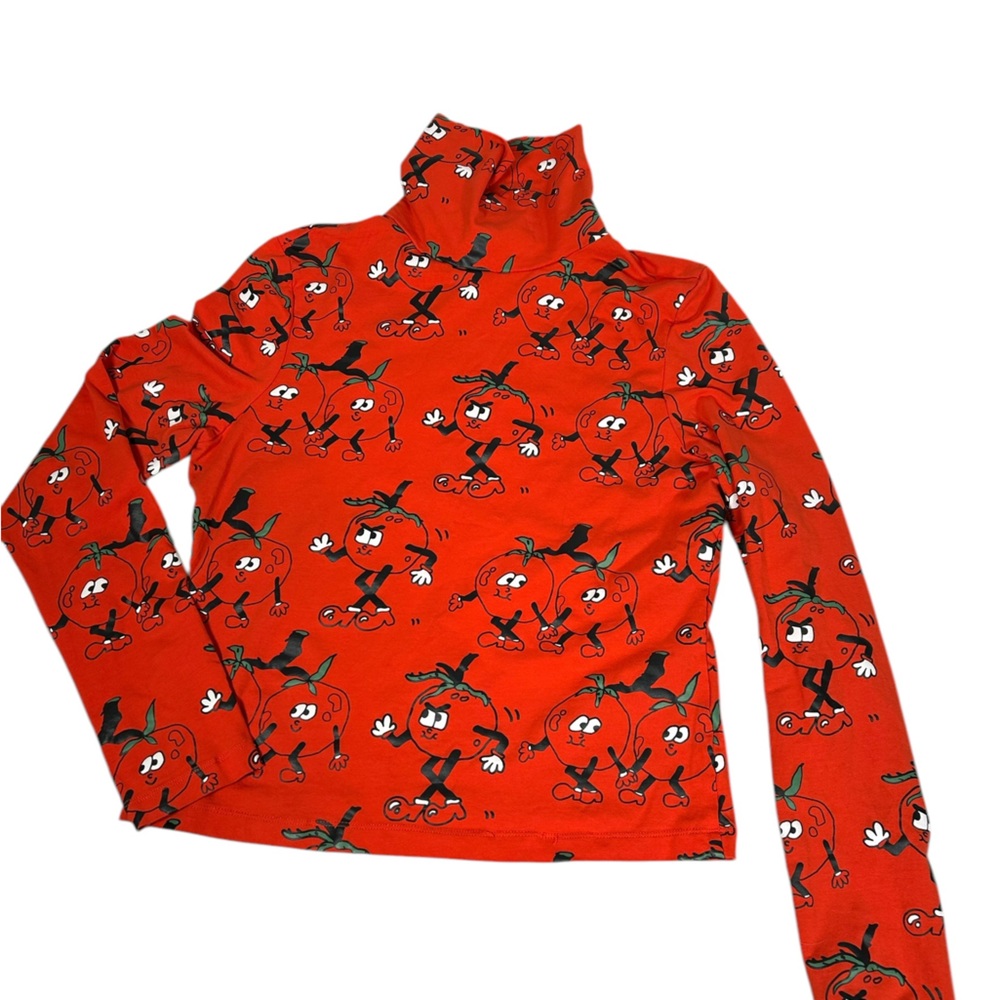 Lazy Oaf oranges mock neck cartoon tee s/m